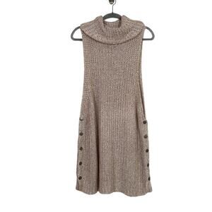 Free People Valentina Chunky Knit Sleeveless Turtleneck Tunic Sweater Sz Medium